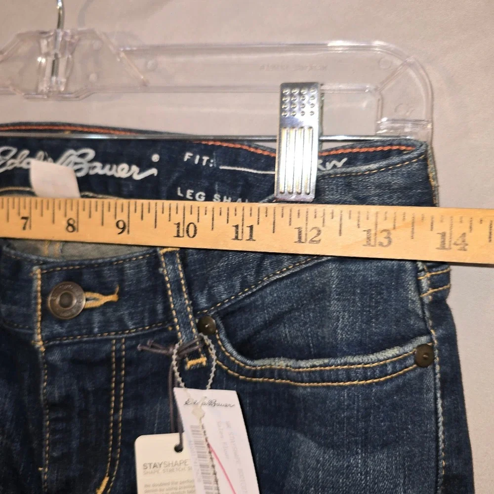 Eddie Bauer Bootcut Jeans 0 Women Dark Wash Curvy StayShape Stretch Denim